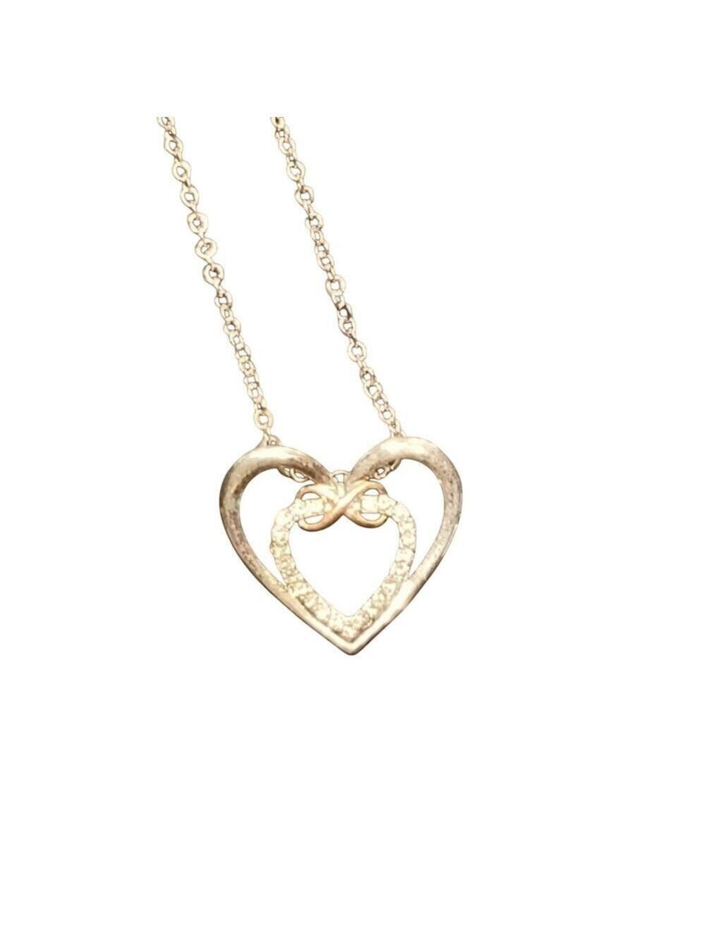 20" DOUBLE HEARTS & INFINITY GOLD NECKLACE IN GIFT BOX BRAND NEW! GREAT GIFT!